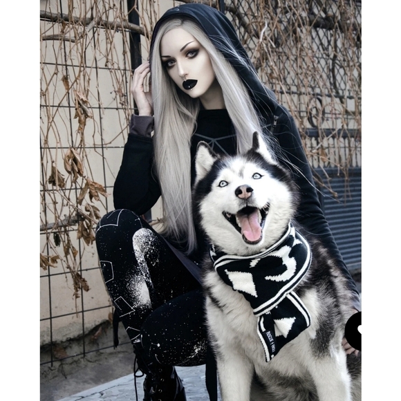 Rogue + Wolf Other - Rogue + Wolf ✦ “Moon Pupper” Knit Pet Scarf ✦ Black Vegan Yarn Celestial Print
